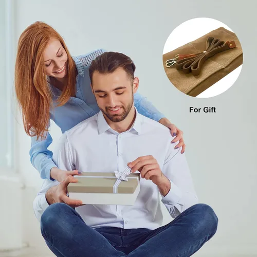 Miniatura 7 de OUNLEN Delantal de Chef para Hombres y Mujeres de Lona con 3 Bolsillos, Delantal Resistente de Trabajo con Espalda Cruzada para Cocinar Amarillo