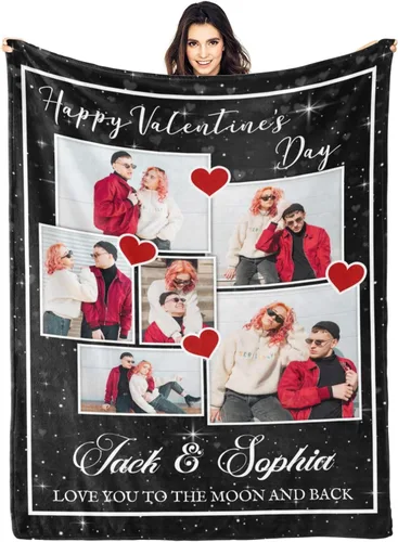 Miniatura 34 de D-Story Manta personalizada con fotos con cualquier texto - Mantas con imágenes personalizadas para Navidad, cumpleaños, regalos para parejas
