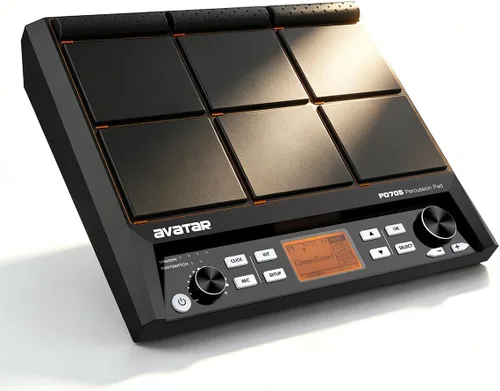 Almohadilla de muestra PD705 9 Disparador de tambor eléctrico con 592 sonidos incorporados, metrónomo, efector, bucle, soporte USB/MIDI