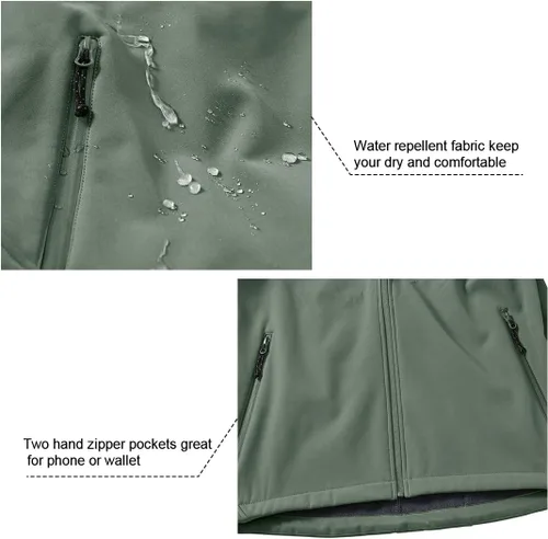 Miniatura 4 de Gopune Chaqueta de senderismo Softshell para hombre, con forro polar, impermeable, ligera, con capucha