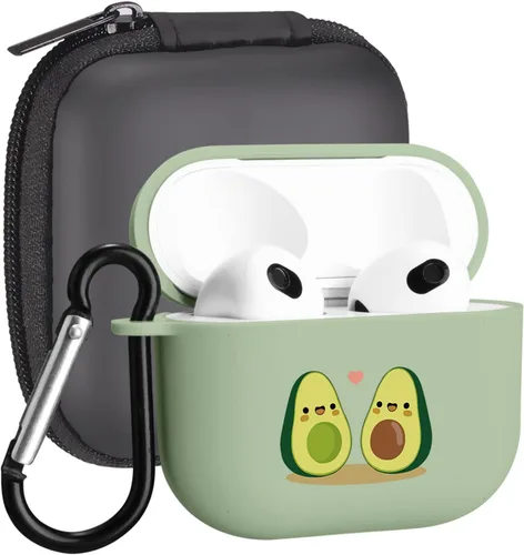 Miniatura 12 de Funda compatible con Airpods de 3ª generación, linda funda para Airpods 3, diseño de rana, protectora para mujeres y niñas con llavero para Apple