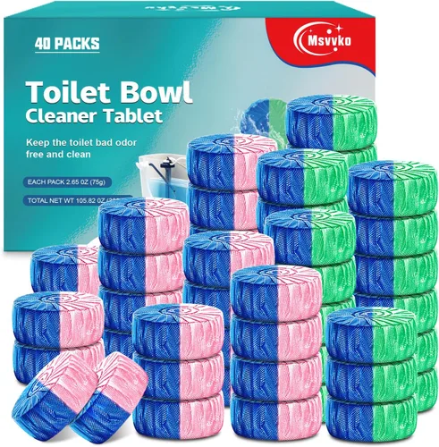 Miniatura 8 de Msvvko Limpiadores de inodoro, pastillas limpiadoras automáticas de inodoro, gel azul, potente limpieza, limpiador de tanque de inodoro seguro