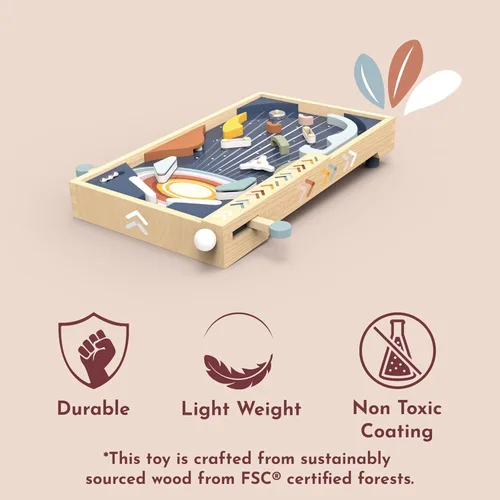 Miniatura 4 de SPEEDY MONKEY Máquina de pinball de madera de juguete para juegos familiares Juego de arcade de mesa con diseño clásico de galaxia Apoya