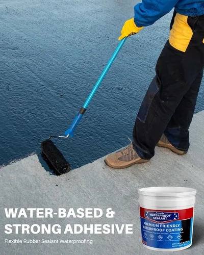 Miniatura 7 de Pintura de poliuretano impermeable negra, 1 galón, revestimiento sellador impermeable para techos planos y metálicos, fundaciones, concretos