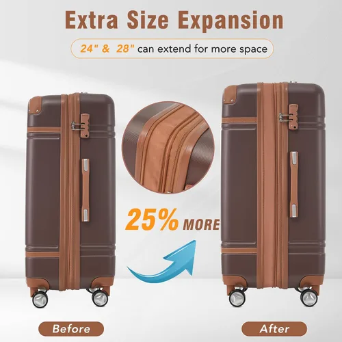 Miniatura 196 de Merax Equipaje, maleta extensible rígida con ruedas giratorias ligeras, Negro -, 40/48/52