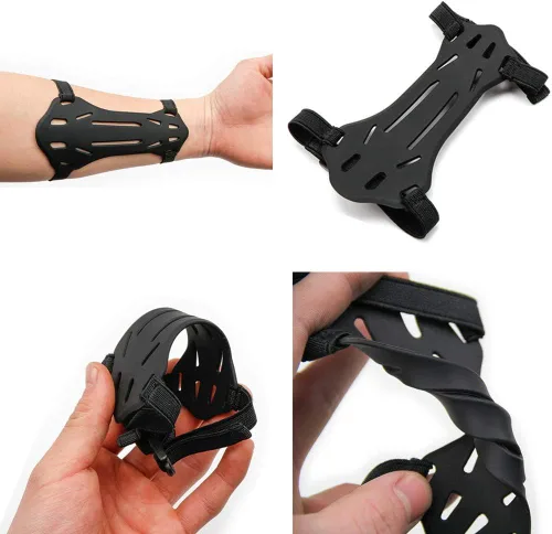 Miniatura 3 de Minelife Paquete de 2 protectores de brazo de tiro con arco para antebrazo, protector de brazo de arco ajustable, protector de brazo de goma