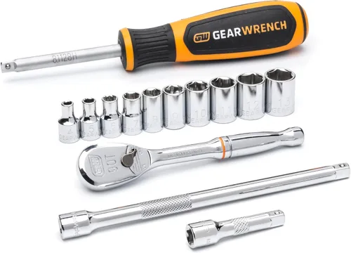 Miniatura 2 de GearWrench Juego de herramientas métricas estándar y mecánicas GearWrench para llave de 1/4", 6 puntos, 54