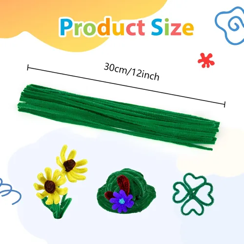 Miniatura 4 de Caydo 300 piezas de limpieza de tuberías verde oscuro, suministros de manualidades, tallos de felpilla para proyectos de manualidades, decoración