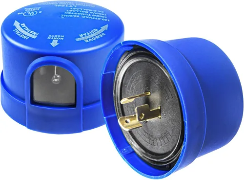 HQRP Paquete de 2 interruptores de luz para exteriores con sensor de fotocélula del atardecer al amanecer, control fotoeléctrico, enchufe de bloqueo