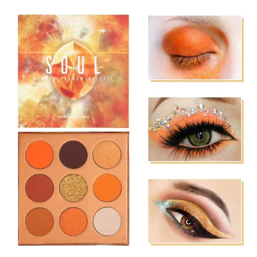Miniatura 12 de Docolor Paleta de sombras de ojos de 9 colores, sombras de ojos amarillas, paletas de sombras de piedras preciosas, sombras altamente pigmentadas
