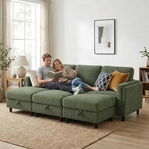 Miniatura 18 de KKL Sofá modular de 84 pulgadas, sofás de 3 plazas para sala de estar con almacenamiento, sofá modular de asiento profundo seccional, funda