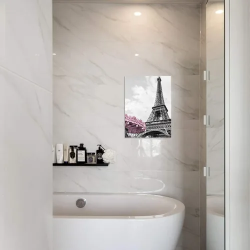 Miniatura 7 de Decoración de pared de la Torre Eiffel de París para dormitorio de niñas, fotos de baño en blanco y negro, decoración de pared para paredes, arte