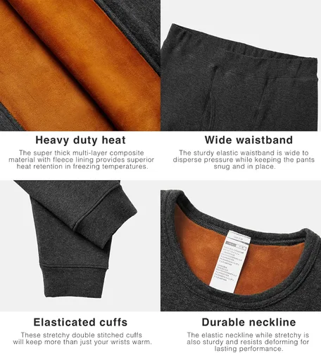 Miniatura 6 de LAPASA Conjunto de ropa interior térmica ultra pesada para hombre, capa base de forro polar con forro polar largo M63, Negro