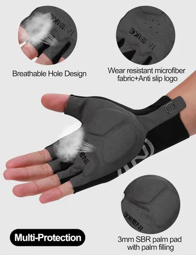 Miniatura 7 de INBIKE Guantes de ciclismo para hombres y mujeres, guantes de bicicleta transpirables ligeros de medio dedo, guantes de ciclismo de montaña