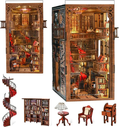 Miniatura 24 de MiniCity Kit de Rincón de Libros, Casa de Muñecas de Bricolaje Booknook, Kit en Miniatura para Estantería, Casas de Muñecas para Adultos