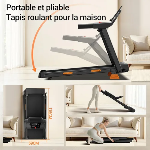 Miniatura 3 de 15% Incline Treadmills for Home with Led Screen & Handles, 3-in-1 Portable Treadmill Holds Up to 300 Lbs Capacity, Lower Noise 3.0HP Foldable S1