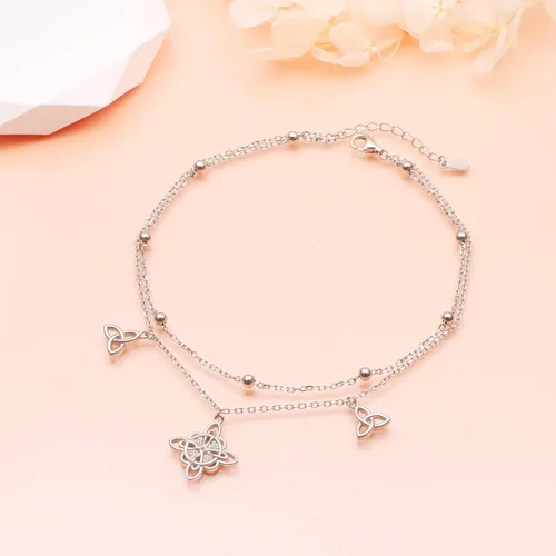 Miniatura 3 de Tobilleras para mujer de plata de ley S925 ajustable, pulsera de tobillo para pie de playa, regalo de joyería