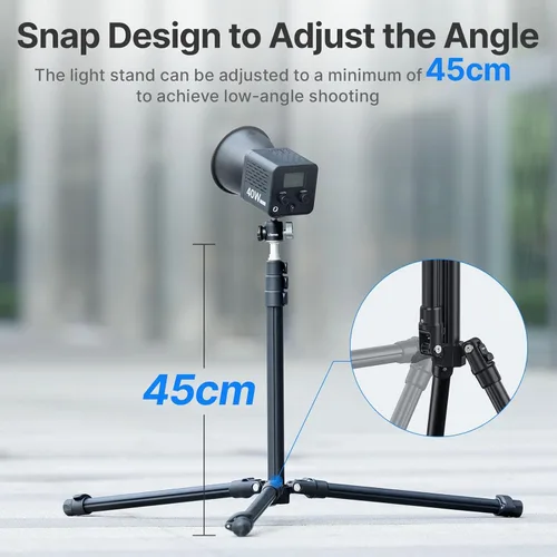 Miniatura 6 de ULANZI Soporte de luz de aluminio negro, trípode extensible de 6.32 pies para luces estroboscópicas, cámaras web, cámaras y cajas de luz blandas