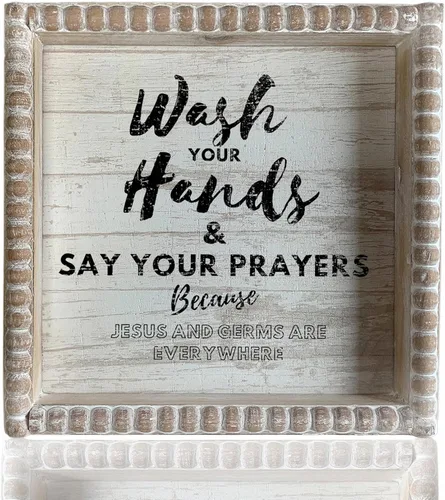 Miniatura 8 de Letreros de decoración de baño con marco de madera estilo bohemio, divertida placa decorativa para baño, pequeña y bonita, decoración de estante