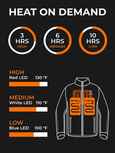 Miniatura 3 de ORORO Chaqueta de forro polar con cremallera completa para hombre con batería