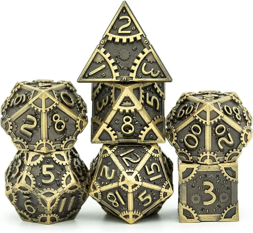 Miniatura 8 de UDIXI Juego de dados de metal de 7 troqueles, juego de dados poliédricos DND para juegos de rol y otros juegos de mesa (cobre antiguo)