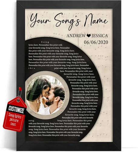 VICILO Póster de letras de canción personalizadas, lienzo, arte de pared, regalos para marido, esposa, disco de vinilo con imagen, decoración Disco