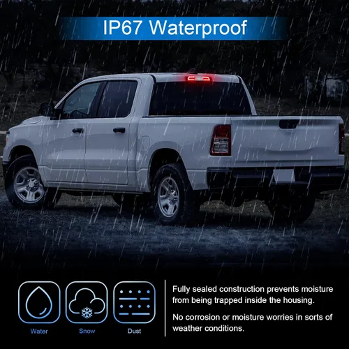 Miniatura 7 de Tercera luz de freno LED compatible con RAM 1500 2019 2020 2021 2022 2023 2024, carcasa roja lente transparente luces de parada de montaje alto
