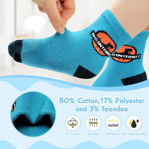 Miniatura 5 de 12 paquetes de calcetines antideslizantes para niños y bebés con agarre para niños de 1-7 años, calcetines de algodón de tripa para niños y niñas