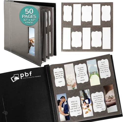 Miniatura 8 de Marcos para cabina de fotos – Álbum de cabina de fotos de 12 x 12 pulgadas, álbum encuadernado con poste de carga superior, 50 páginas