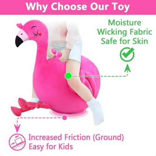 Miniatura 3 de iPlay, iLearn Bouncy Pals - Pelota inflable de flamenco para niños, juguetes inflables para saltar de animales que rebotan, gorila de felpa rosa