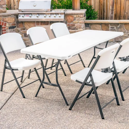 Miniatura 2 de Lifetime Mesa plegable de 6 pies, comercial ligero, granito blanco