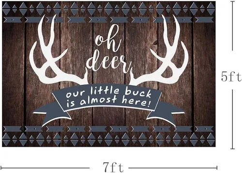 Miniatura 3 de MEHOFOND 7 x 5 pies rústico Oh Deer Baby Shower fondo de madera It's a Boy Buck On The Way Baby Shower Antlers Woodland telón de fondo decoración