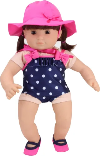 Miniatura 3 de Sophia's Conjunto de traje de baño de lunares para muñecas de 15 pulgadas, azul marino/rosa