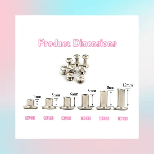 Miniatura 3 de Juego de 110 tornillos Chicago de remaches de cuero, para tornillos de encuadernación, recortar y reparar cinturón de cuero, bolsa, zapato