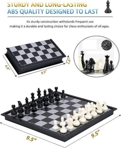 Miniatura 2 de Conjunto de Ajedrez Magnético de Viaje - Tablero Plegable de Ajedrez Pequeño de 9.5 Pulgadas, Juegos de Mesa Plegables y Portátiles Clásicos de 2