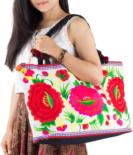 Miniatura 2 de changnoi Bolsa de playa grande floral bolsa de mano bordada Hmong Tribes de Tailandia