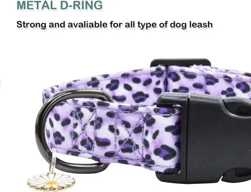 Miniatura 5 de Lindo collar de algodón para perro, patrones de flores, collares suaves y ajustables para cachorros, para hembras, perros pequeños, medianos