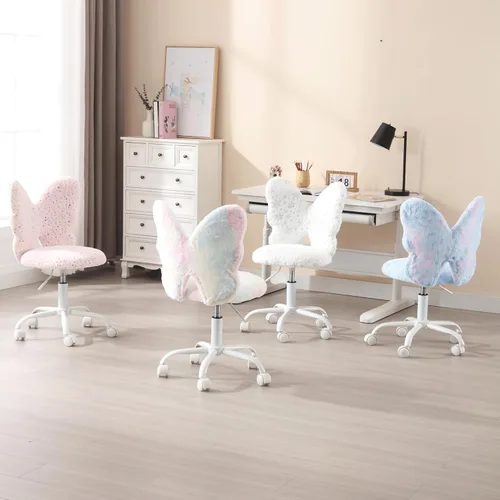 Miniatura 7 de Sillas de escritorio con diseño de mariposa para niños, sillas de estudio para niñas estudiantes, sillas ajustables para computadora, silla