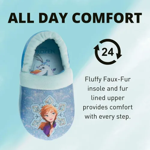 Miniatura 3 de Disney Frozen Elsa and Anna - Pantuflas de felpa para niñas, antideslizantes, cómodas, esponjosas, ligeras, cálidas, suaves, para interiores y niñas