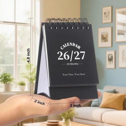 Miniatura 2 de Calendario de escritorio 2026-2027, calendario de 2 años desde enero de 2026 hasta diciembre de 2027, planificador mensual de mesa con calcomanías