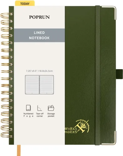 Miniatura 25 de POPRUN Lined Spiral Journal Notebook for Women & Men, 7-1/4" x 9-1/2", 220 Numbered Pages, College Ruled Hardcover Notebook for Work, Journals for
