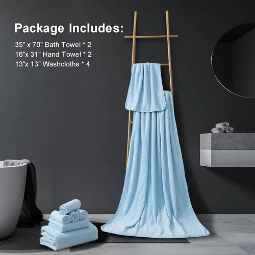Miniatura 5 de Ferdilan Juego de 8 toallas de baño extra grandes, 2 toallas de baño de gran tamaño (35 x 70 pulgadas), 2 toallas de mano, 4 toallas para la cara