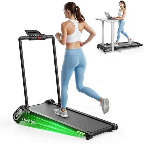 Miniatura 10 de FINEHORSE - Cinta de rodadura con inclinación automática, 6 en 1 para debajo del escritorio, caminadora con 6 niveles de inclinación, caminadoras