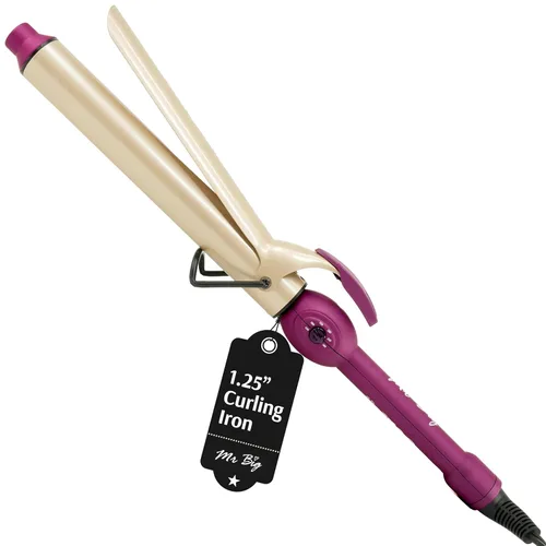 Miniatura 8 de Mr Big - Plancha rizadora extra larga de 1.25 pulgadas – barril XL de 9.5 pulgadas para cabello largo, varita de cerámica triple chapada para rizos