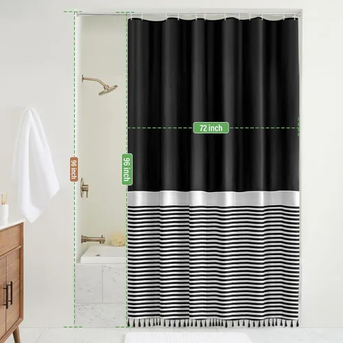 Miniatura 7 de Seasonwood Cortinas de regadera extralargas de 96 pulgadas, cortinas de ducha modernas de estilo rústico bohemias para el baño, juego de cortinas