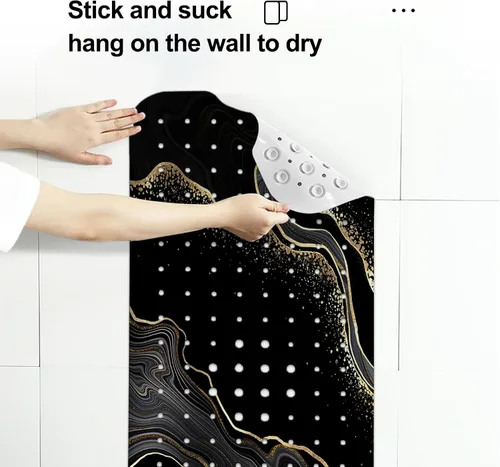 Miniatura 4 de LNOND Tapete de baño de mármol antideslizante, extra largo de 40 x 16 pulgadas, tapete antideslizante para bañera, tapete de ducha de mármol negro