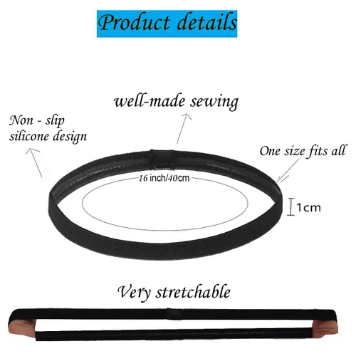 Miniatura 2 de Hexchasty 9 diademas elásticas delgadas para mujeres, diademas elásticas delgadas, bandas deportivas para el cabello para mujeres, hombres, niñas