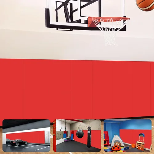 Miniatura 8 de Almohadillas de pared acolchadas para gimnasio, alfombrillas de pared de baloncesto, almohadillas de pared de espuma de 2 pulgadas de grosor, Gris
