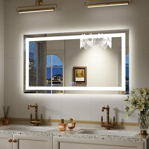 Miniatura 9 de Espejo de baño LED con luces, espejos de pared de 36 x 24 pulgadas con antiempañamiento, regulable, retroiluminado + luz frontal, 3 modos