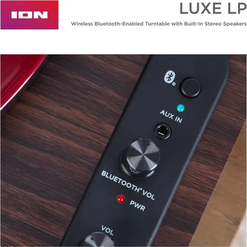 Miniatura 13 de ION Audio Luxe LP - Reproductor de discos de vinilo Bluetooth con altavoces, conversión USB, placa de tamaño completo, parada automática, salida